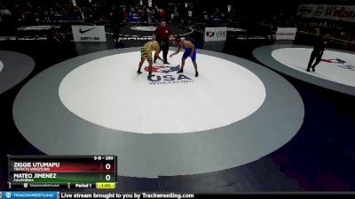 250 lbs Quarterfinal - Mateo Jimenez, California vs Ziggie Utumapu, Trifecta Wrestling