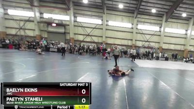 120 lbs Cons. Semi - Paetyn Staheli, Bear River Junior High Wrestling Club vs Baelyn Ekins, JWC