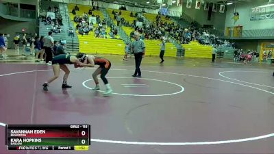 115 lbs Quarterfinal - Kara Hopkins, Barlow vs Savannah Eden, Beaverton