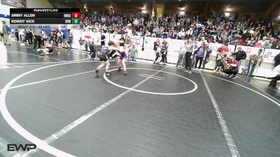 58 lbs Quarterfinal - Jimmy Allen, Owasso Takedown Club vs Rowdy Vick, Bristow Elementary Wrestling Club