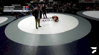 157 lbs Arseni Kikiniou, SDIKWA - San Diego-Imperial Kids Wrestling Association vs Samuel Perez, SJWA - San Joaquin Wrestling Association