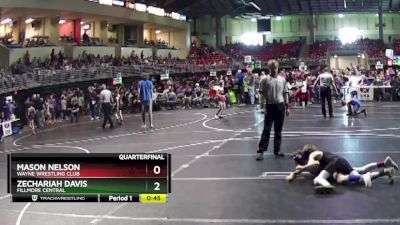 75 lbs Quarterfinal - Zechariah Davis, Fillmore Central vs Mason Nelson, Wayne Wrestling Club