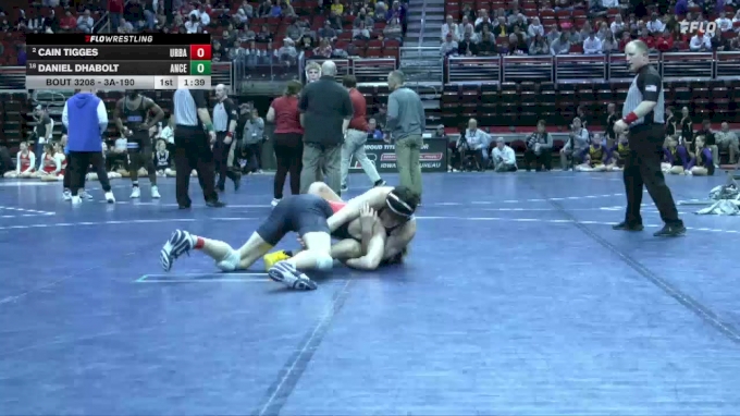 3A-190 lbs Champ. Round 2 - Daniel Dhabolt, Ankeny Centennial vs Cain ...