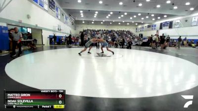 150 lbs Cons. Round 2 - Matteo Giron, Church Boyz vs Noah Solevilla, Chino Hills WC