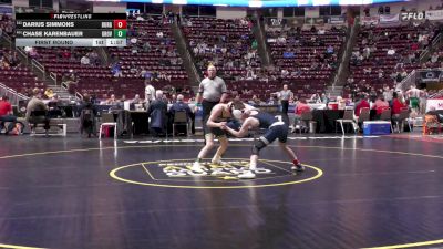 107 lbs First Round - Darius Simmons, Burgettstown vs Chase Karenbauer, Grove City