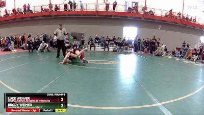 113 lbs Cons. Round 4 - Brody Weimer, Contenders Wrestling Academy vs Luke Weaver, Central Indiana Academy Of Wrestling