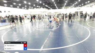130 lbs 5th Place - Bryson Thomasson, No Team vs Wallace Hardin, Apex Wr Ac