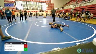 58 lbs Semifinal - Gunnar Ratcliff, F-5 Grappling vs Tatum Hawkins, Noble Takedown Club