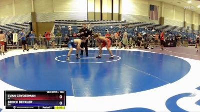 126 lbs Cons. Round 3 - Evan Cryderman, IN vs Brock Beckler, OH