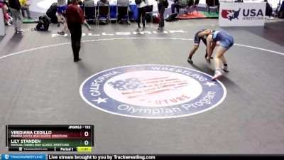 132 lbs Champ. Round 1 - Lily Standen, Matilda Torres High School Wrestling vs Viridiana Cedillo, Madera South High School Wrestling