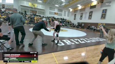 155 lbs Semifinal - Isiah Torres, Powell Middle School vs Chase Stockman, Riverton Middle School