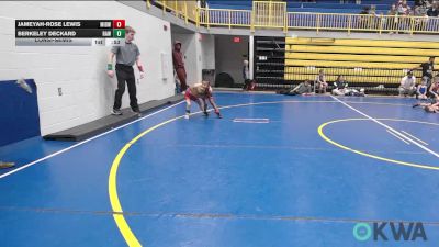 43-46 lbs Consolation - Jameyah-Rose Lewis, Midwest City Bombers Youth Wrestling Club vs Berkeley Deckard, Raw Wrestling Club