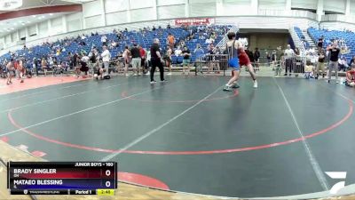 160 lbs Cons. Round 2 - Brady Singler, OH vs Mataeo Blessing, IL