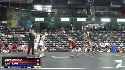 84 lbs 1st Place Match - Zahan Dotiwala, PA vs John Thomas, CA