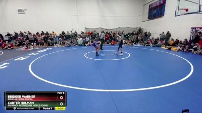 83-86 lbs Round 2 - Bridger Warner, Douglas Middle School vs Carter Holman, Glenrock Intermediate Middle School