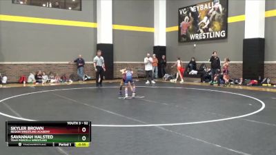 52 lbs Cons. Round 1 - Skyler Brown, Region Wrestling Academy vs Savannah Halsted, Team Porcelli Wrestling