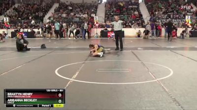 80 lbs Cons. Round 2 - Braxtyn Henry, Paola Wrestling Club vs Arieanna Beckley, Circle