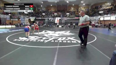 106 lbs Semifinal - Xzander Donner, Russell Hs vs Landon Higgins, Mound City-Jayhawk Linn Hs