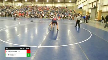 147 lbs Cons. Round 2 - Zarien Crook, Ridgeline vs Adam Christensen, Springville