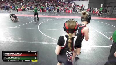 85 lbs Cons. Round 2 - Makena McCauley, Warrior Youth Wrestling vs Olivia Ramsdell, Badger Youth Wrestling