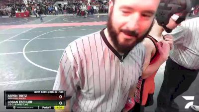 100 lbs Cons. Round 3 - Logan Eschler, JJ`s Club Wrestling vs Aspen Tritz, Wisconsin Rapids