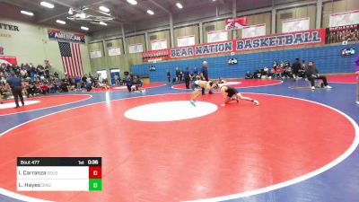 128 lbs Consi Of 16 #2 - Isaias Carranza, Golden Valley vs Luke Hayes, Dinuba