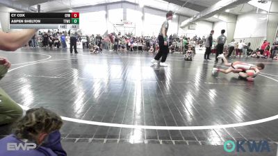 55 lbs Consolation - Cy Cox, Coweta Tiger Wrestling vs Aspen Shelton, Team Tulsa Wrestling Club