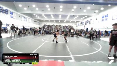 78 lbs Cons. Semi - Lucca Martinez, Total Kaos Wrestling Club vs Nicholas Paz, Fortitude