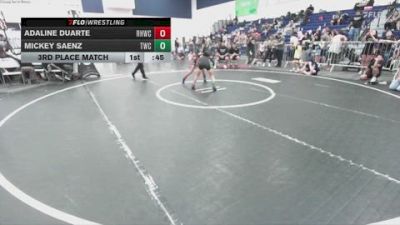 74 lbs 3rd Place Match - Adaline Duarte, Rough House Wrestling Club vs Mickey Saenz, Threshold Wrestling Club