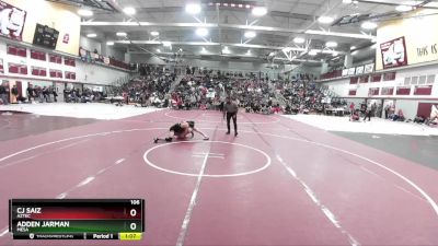 106 lbs Quarterfinal - CJ Saiz, Aztec vs Adden Jarman, Mesa