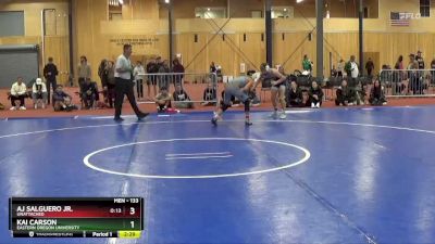 133 lbs Quarterfinal - Aj Salguero Jr., Unattached vs Kai Carson, Eastern Oregon University