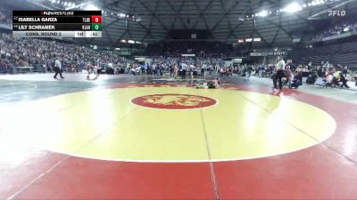 Girls 1B/2B/1A 155 Cons. Round 2 - Lily Schramek, Klahowya (Girls) vs Isabella Garza, Toledo (Girls)