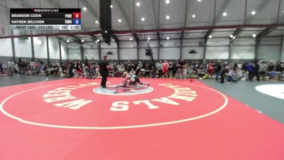 215 lbs Cons. Quarters - Brandon Cook, Peninsula Wrestling vs Hayden Belcher, Thunder Mountain