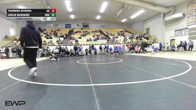 100 lbs Consolation - Yazmeen Sonora, Inola vs Leslie Marquez, Rogers High School Girls