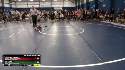 45 lbs Semifinal - Lilly Blaisdell, Brothers Of Steel vs Ed Leal, Hawk Wrestling Club