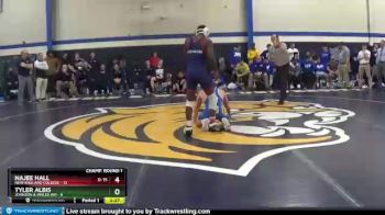 157 lbs Champ Round 1 (16 Team) - Najee Hall, New England College vs Tyler Albis, Johnson & Wales (RI)