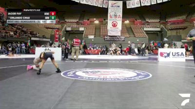 Schoolboys - 75 lbs Champ. Round 2 - Jacob Fay, NorCal Elite Wrestling Club vs Orlando Cruz, Red Wave Wrestling