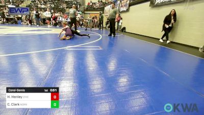 67 lbs Consolation - Hendrix Henley, Chickasha Youth Wrestling vs Caroline Clark, Norman North