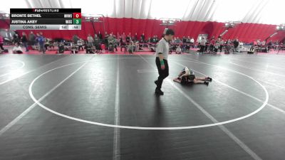 14U Girls - 81-90 Cons. Semis - Justina Akey, Wisconsin vs Bronte Bethel, Mt. Horeb Wrestling Club