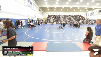 113 lbs Cons. Round 2 - Patrick Barnett, Savage House Wrestling Club vs Yoshinori Kawamura, South Torrance High School Wre