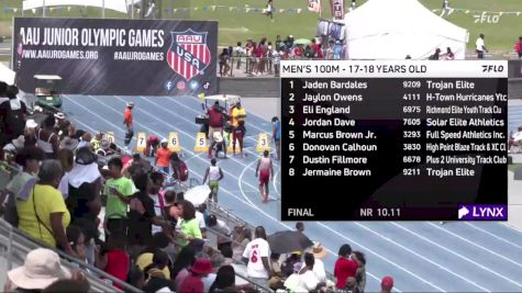 Youth Men's 100m Championship, Finals 1 - Age 17-18