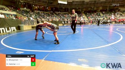 75 lbs Quarterfinal - Grayson Shoopman, Team Tulsa Wrestling Club vs Ryder Hatcher, Harrah Little League Wrestling