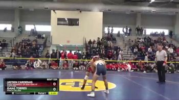 133 lbs 1st Place Match - Jayden Cardenas, State University Of New York At Cortland vs Isaias Torres, Ithaca College