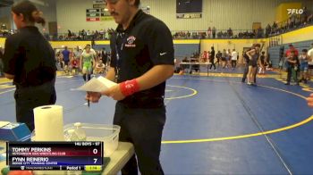 97 lbs Quarterfinal - Tommy Perkins, Hutchinson Kids Wrestling Club vs Fynn Reinerio, Dodge City Training Center