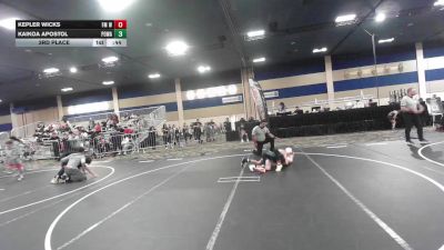 88 lbs 3rd Place - Kepler Wicks, Fm Wc vs Kaikoa Apostol, Poway Elite