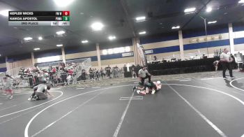 88 lbs 3rd Place - Kepler Wicks, Fm Wc vs Kaikoa Apostol, Poway Elite