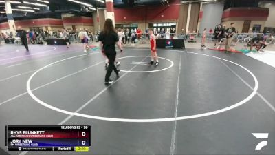 98 lbs Cons. Semi - Rhys Plunkett, All American Wrestling Club vs Jory New, FM Wrestling Club