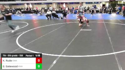 7th - 8th grade - 158 Champ. Round 1 - Karver Rude, Iowa vs Gavyn Gatewood, Moen Wrestling Academy