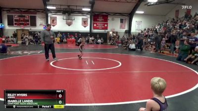 Bracket 1 lbs Round 2 - Riley Myers, WBNDD vs Isabelle Landis, Camp Point Youth Wrestling