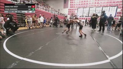 55 lbs Rr Rnd 2 - Breelynn West, Midwest City Bombers Youth Wrestling Club vs Titus Sanders, OKC Saints Wrestling